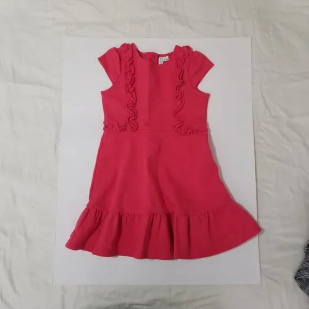 Janie and Jack pink going out dress with side ruffles size 6 (G3) - Picture 2 of 10